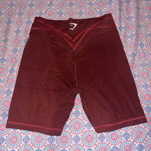 Gymshark stitch feature shorts in burgundy